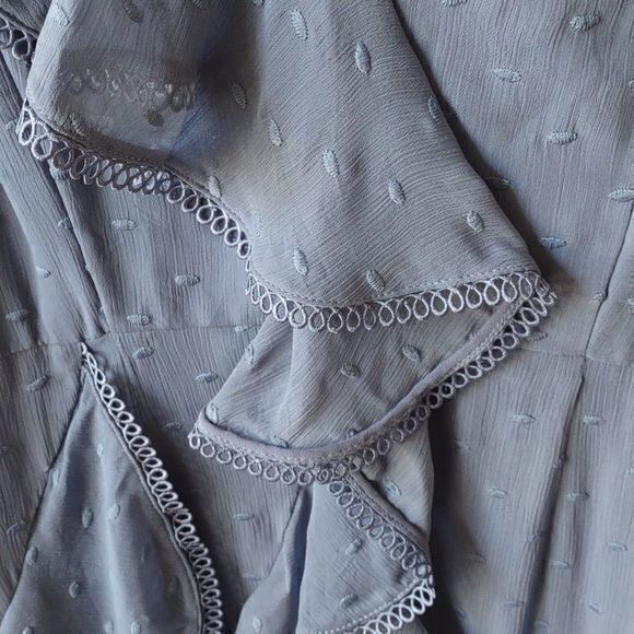 Keepsake Hideaway Blue Hydrangea Ruffled‎ Midi Dress Sz L - Picture 9 of 16